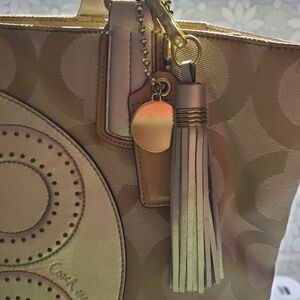 Coach Gold Tote Bag with Tassel